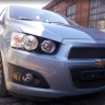 Защита радиатора "Standart" Chevrolet Aveo (2011-2015) верх, чёрная купить недорого с доставкой в Воронеж