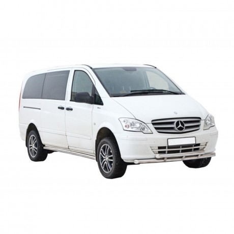 Защита переднего бампера «Труба двойная» (d63,5) для Mersedes-Benz Viano (& Vito) колесная база 3200 (2010-2014)(Окрашенное) купить недорого с доставкой в Воронеж