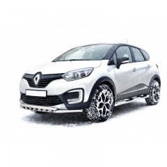 Защита порогов «Труба с проступью» (d76) для Renault Kaptur (2016-н.в.)(Окрашенное)