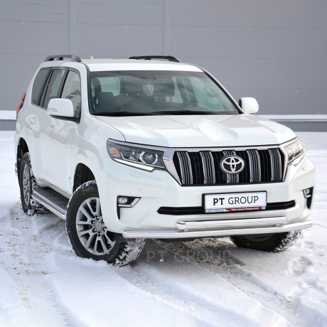 Защита переднего бампера двойная d63/63мм (НПС) TOYOTA LAND CRUISER PRADO 150 (2017-н.в.) купить недорого с доставкой в Воронеж