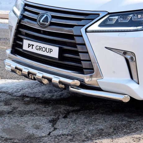 Защита переднего бампера двойная с зубьями d63/63мм (НПС) LEXUS 450D (2015-н.в.) купить недорого с доставкой в Воронеж